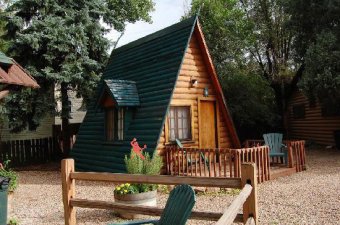 An A-frame cottage at Timber Lodge near Colorado Springs, CO