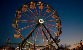 evening drops on Colorado State Fair in Pueblo, CO
